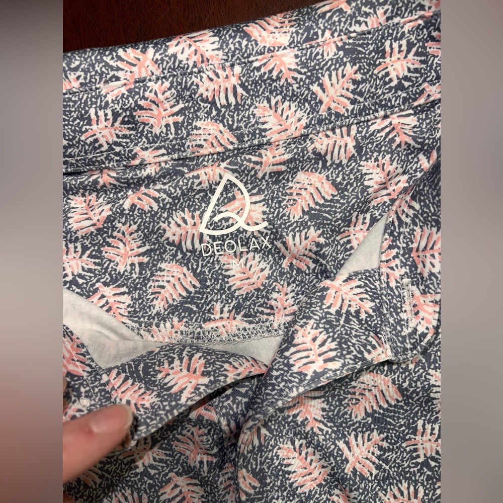 Men's Floral Polo Shirt in Blue and White - Picture 2 of 4